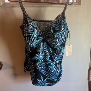 St. John's Bay Black, Blue and Green Tankini Top